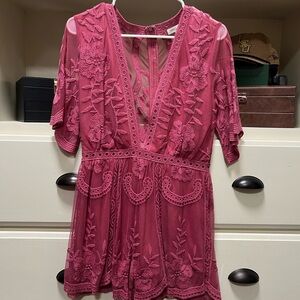 Honey Punch Fuchsia Lace Top